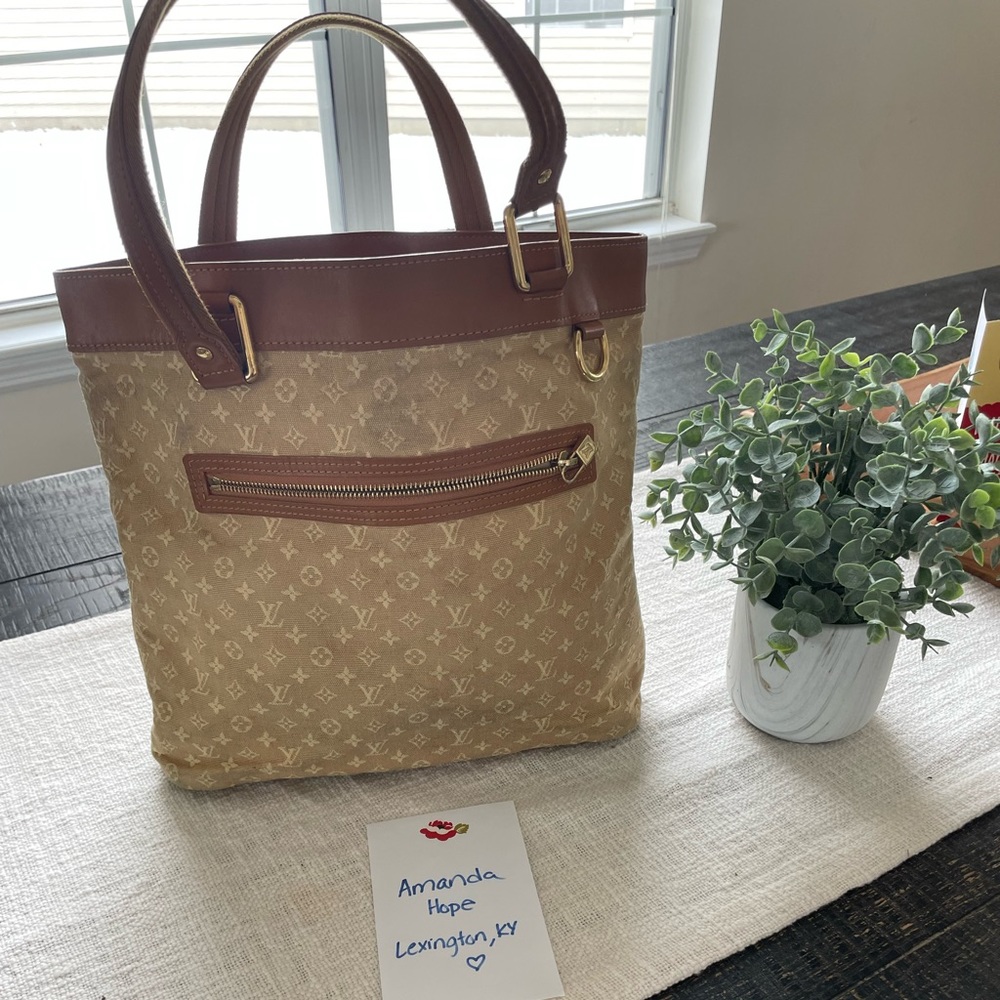 Louis Vuitton mini Lin beige tote bag